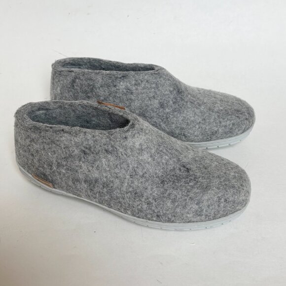 Glerups Wool Slippers Rubber Sole Slip On RARE Light Grey Sole House Shoes 8 NWT - Picture 2 of 9